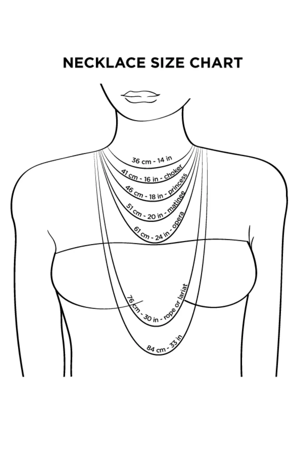 silver necklace length size guide