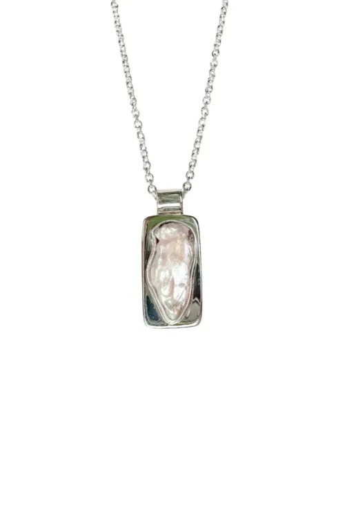 sterling silver freshwater pearl pendant necklace water safe bohemian style