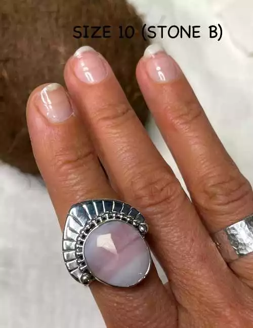 pink empress silver ring with pink opal gemstone