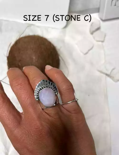 pink empress silver ring with pink opal gemstone