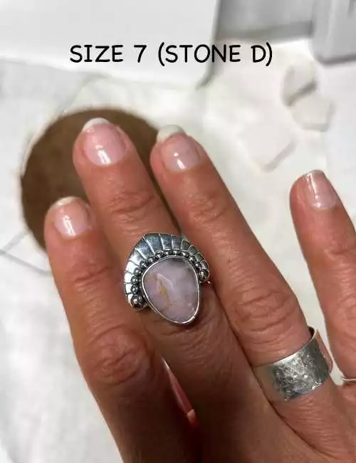 pink empress silver ring with pink opal gemstone