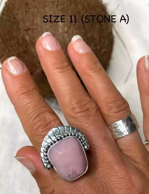 pink empress silver ring with pink opal gemstone