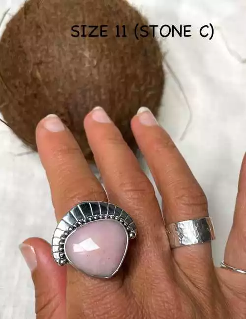 pink empress silver ring with pink opal gemstone