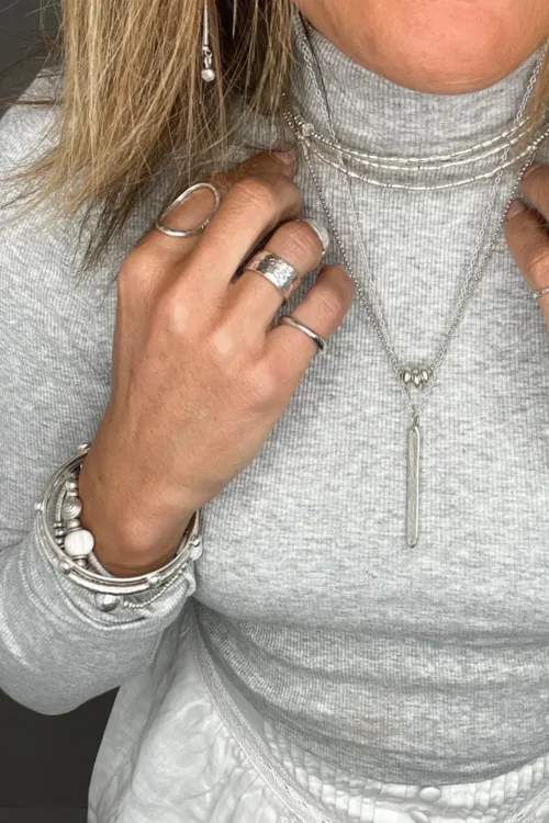 pure silver memory necklace. Collar style, easy to slip on. They look great stacked and styled with other necklaces