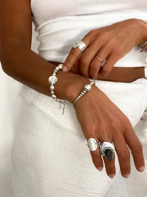 chunky pure silver bracelet - perfect for bracelet stack - women's bracelet - ocean safe