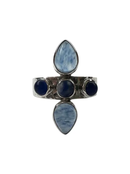 sterling silver ring with kyanite gemstone. Multistage ring. ocean safe