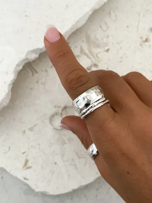 sterling silver bamboo look stack ring. Made for stacking. ocean safe