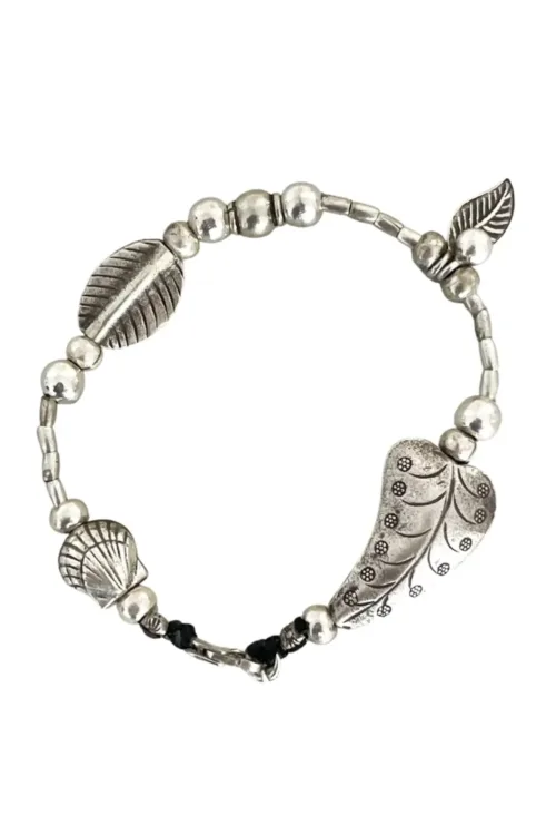 pure silver women's bracelet. heart and shell details - ocean safe. beach girl vibes