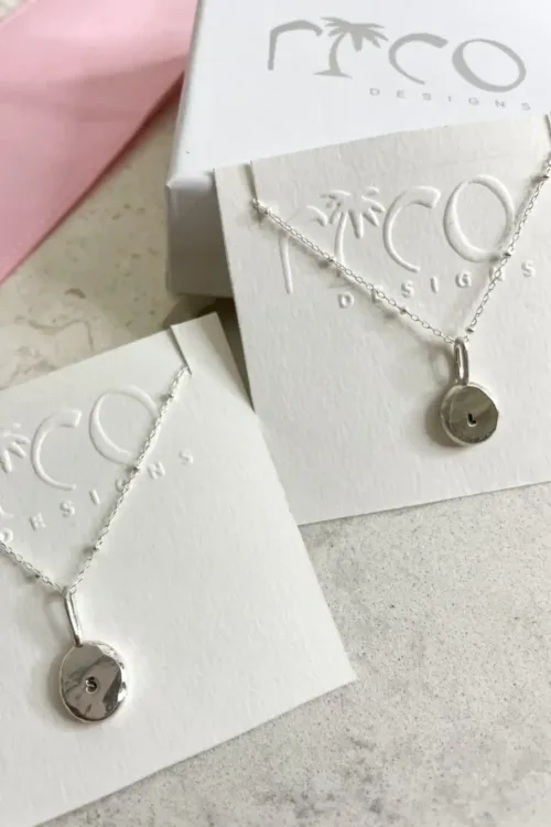 initial blob silver pendant necklace personalised necklace handmade ocean safe