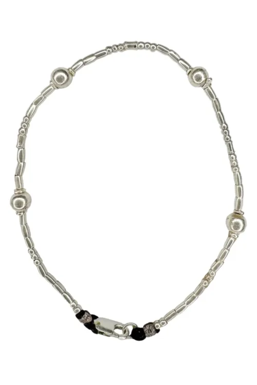 pure silver anklet with small silver balls ocean safe