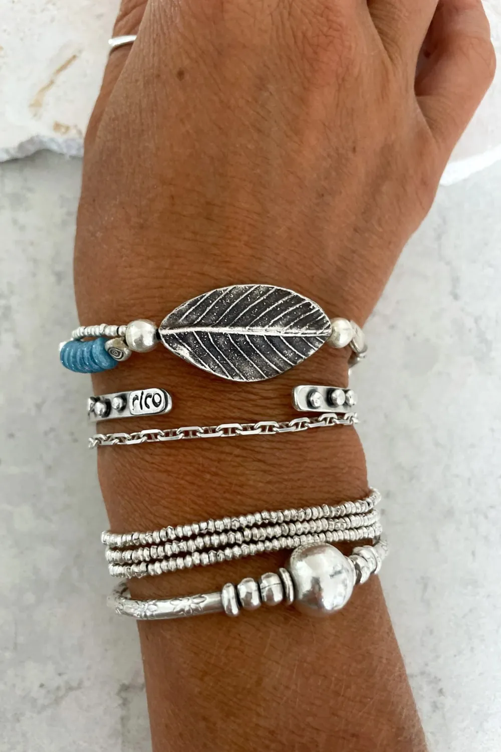 Handmade solid sterling silver cuff bracelet featuring - handmade in Australia by Rico Designs Jewellery