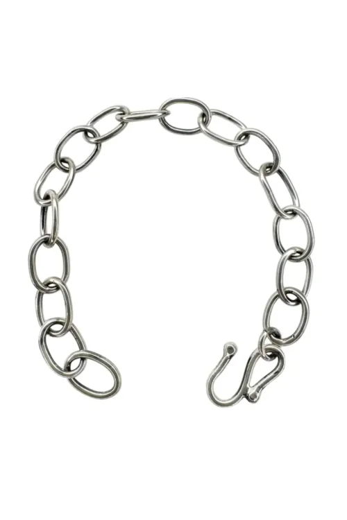 handmade large oval link sterling silver bracelet. ocean safe