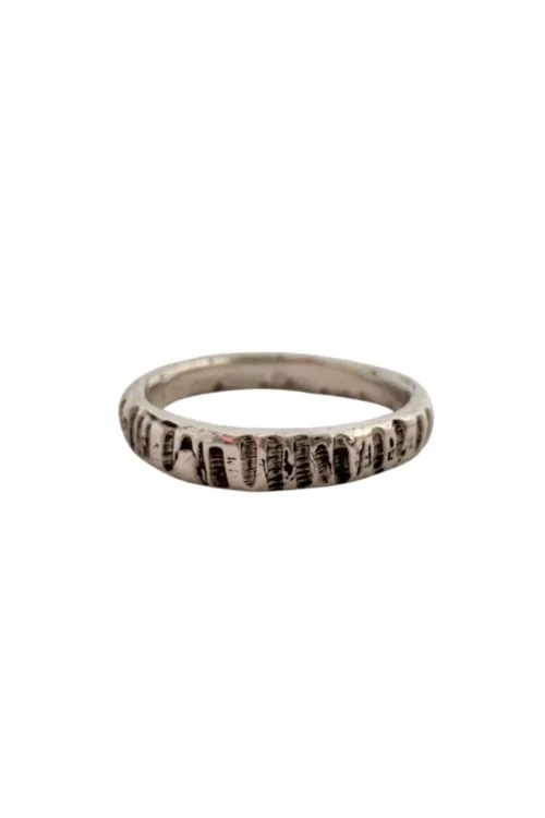 handmade sterling silver etched design ring band.