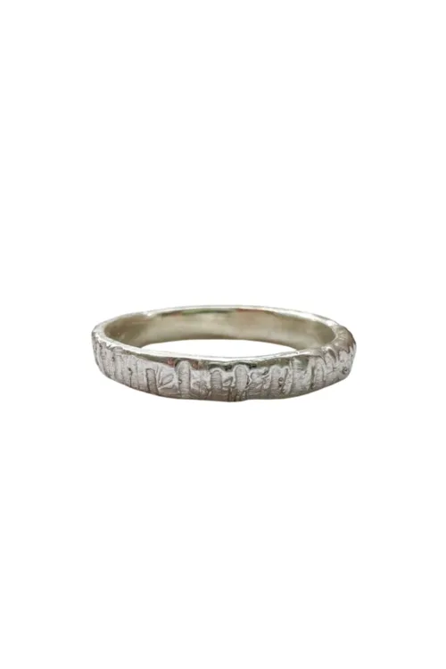 handmade sterling silver etched design ring band.
