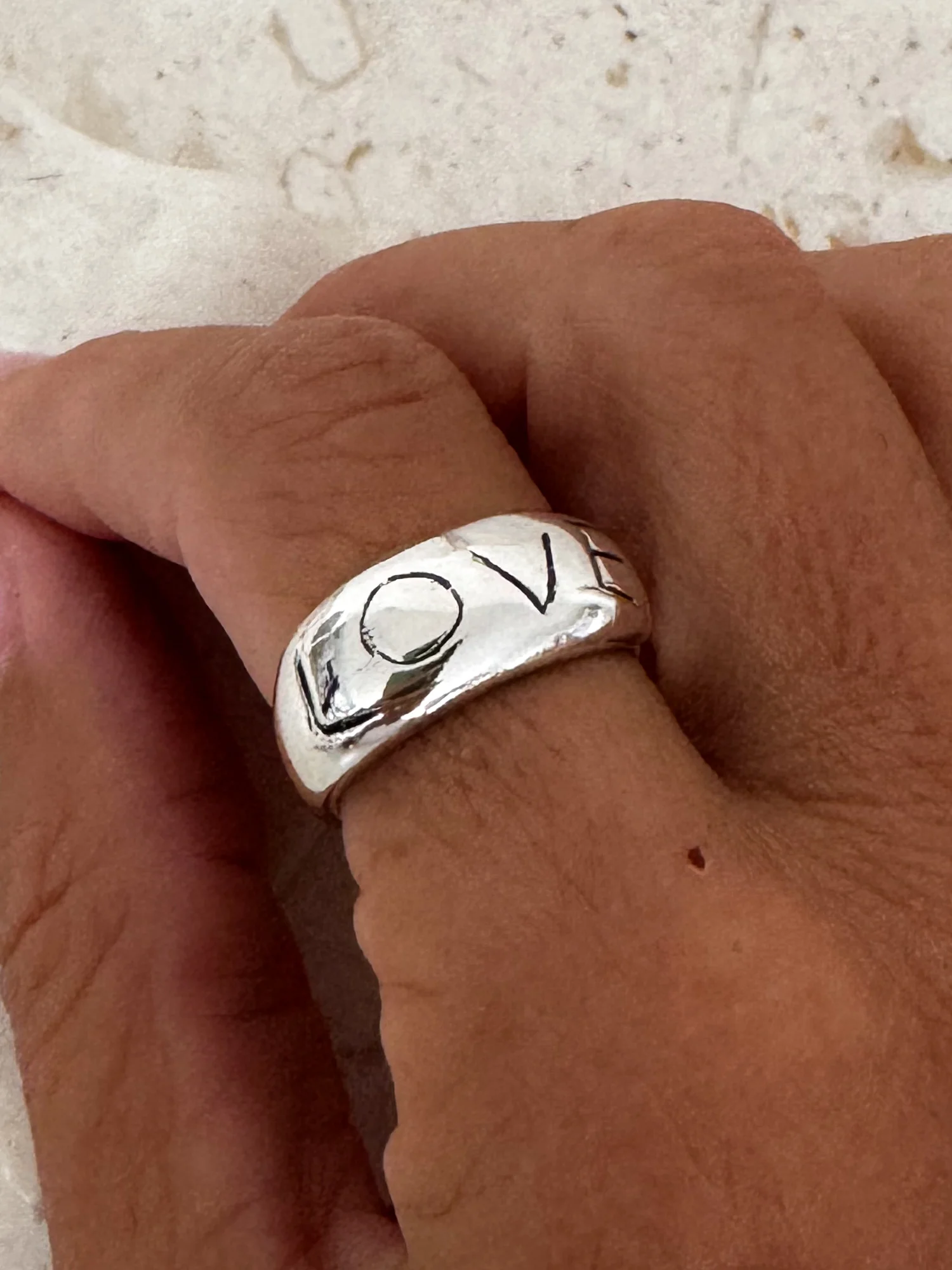 chunky sterling silver dome ring. handmade in australia, LOVE silver ring. Ocean Safe