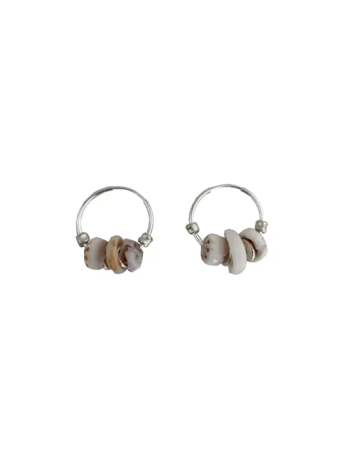 Handmade sterling silver hoop earrings with puri shells– Add style to any outfit