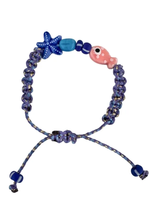 fish macrame bracelet adjustable colourful purple. perfect to add colour to a bracelet. stack this summer.
