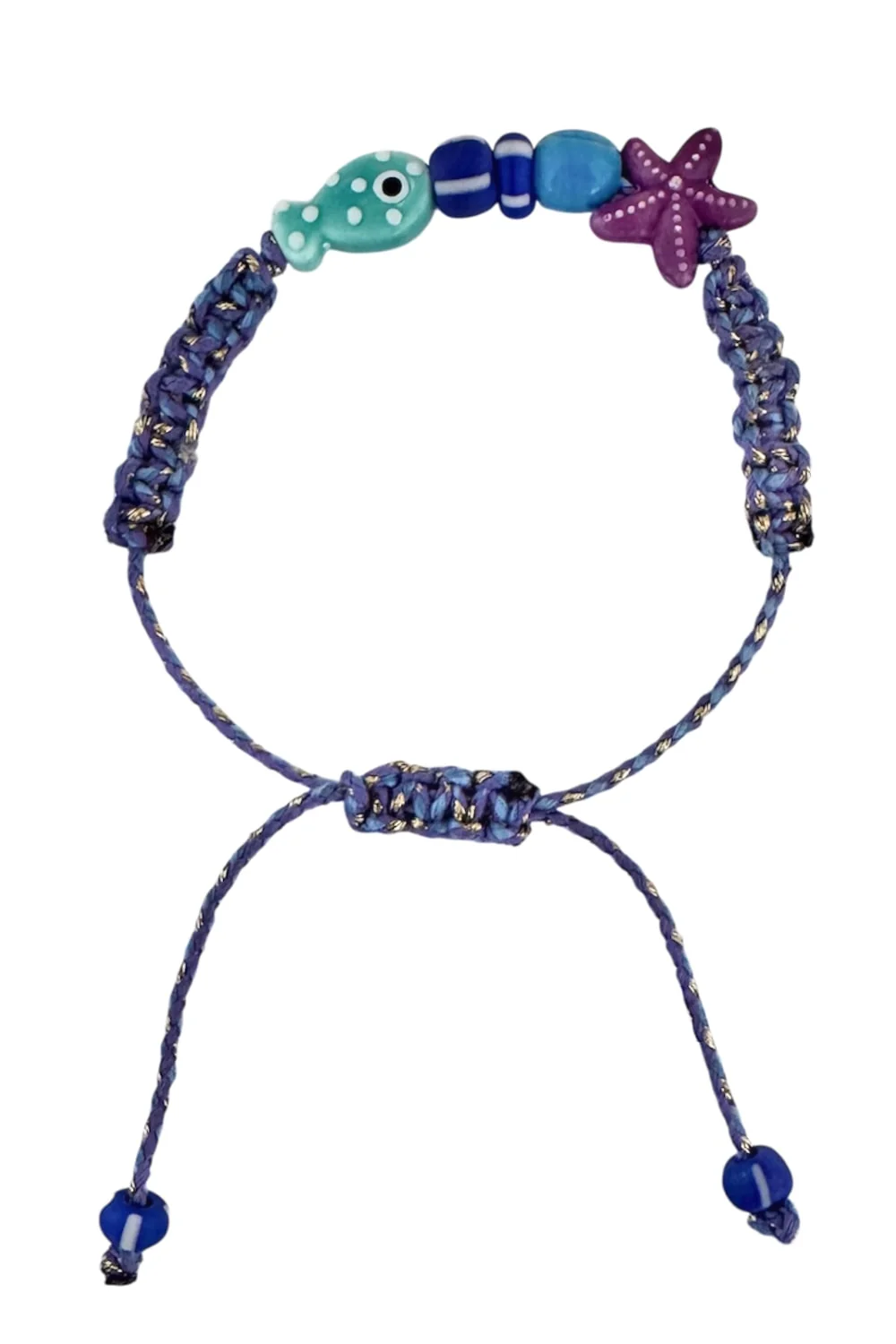 fish macrame bracelet adjustable colourful purple. perfect to add colour to a bracelet. stack this summer.