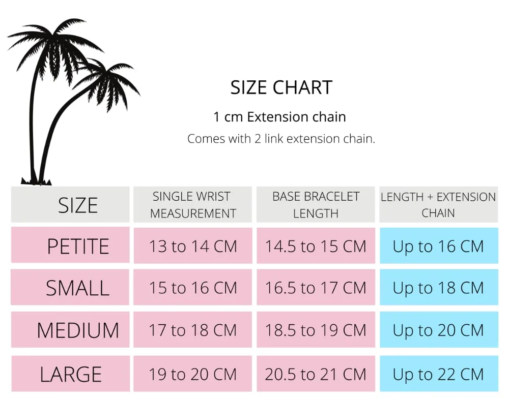 handmade silver jewellery bracelet size chart