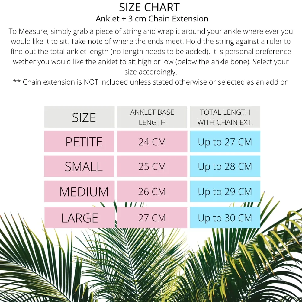 handmade silver jewellery anklet size chart