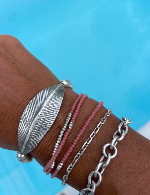 seed bead wrap bracelet salmon