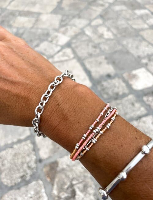 peach seed bead wrap bracelet