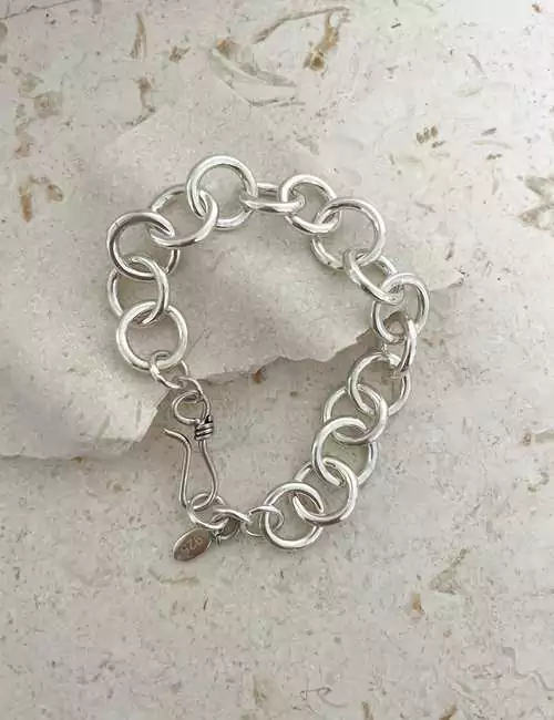 thick link sterling silver chain bracelet