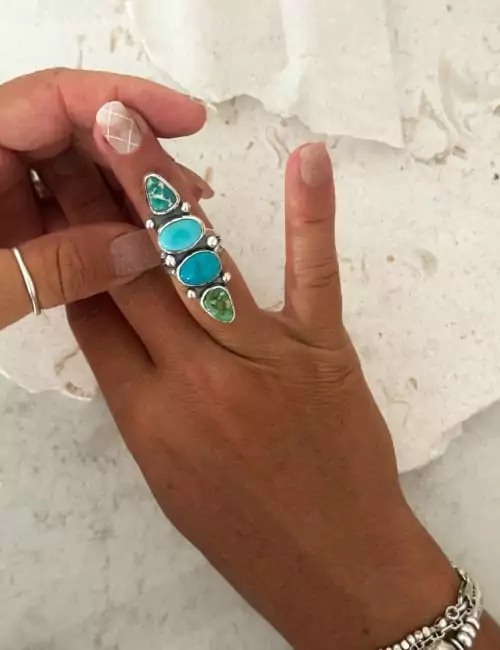 stone stacked turquoise ring