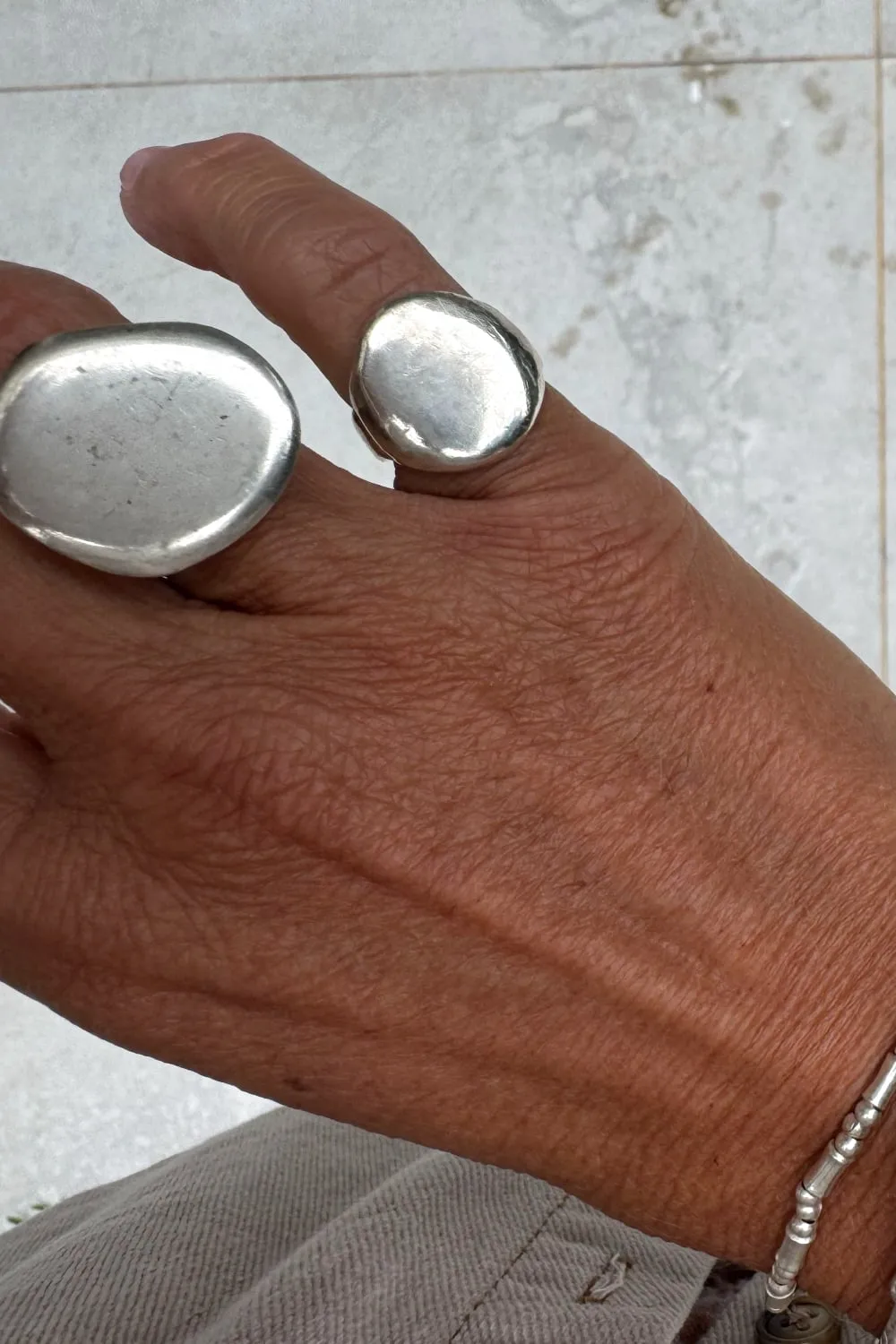 sterling silver round signet ring chunky style ring
