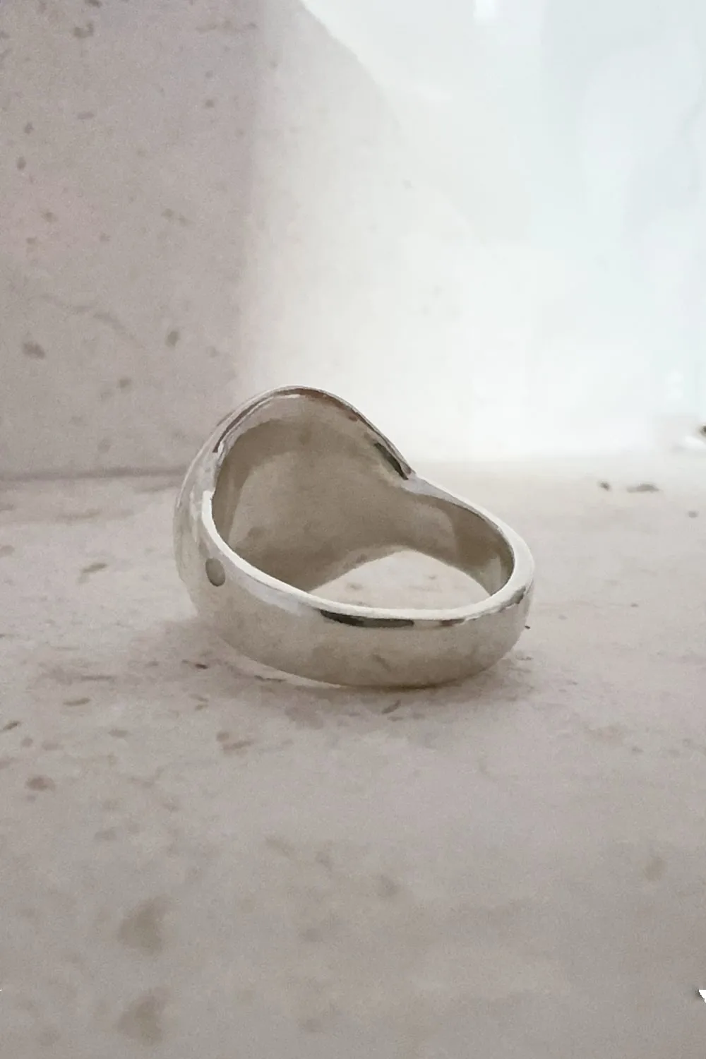 sterling silver round signet ring chunky style ring