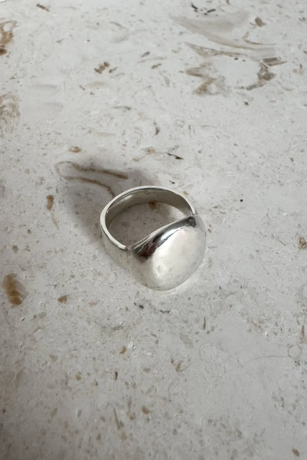sterling silver round signet ring chunky style ring