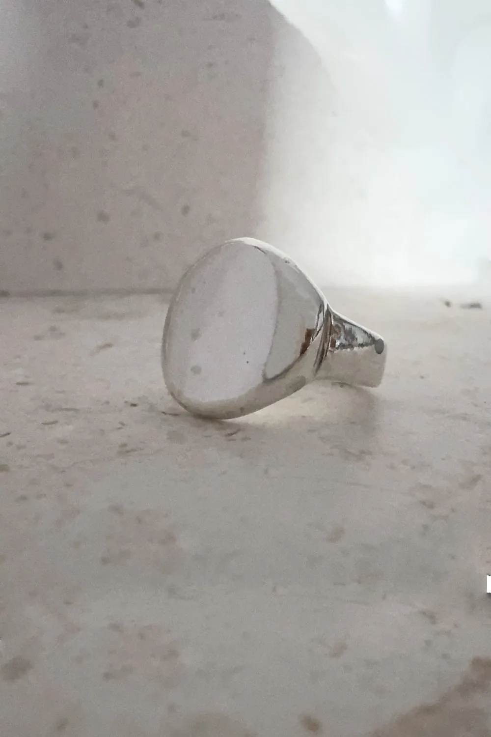 sterling silver round signet ring chunky style ring