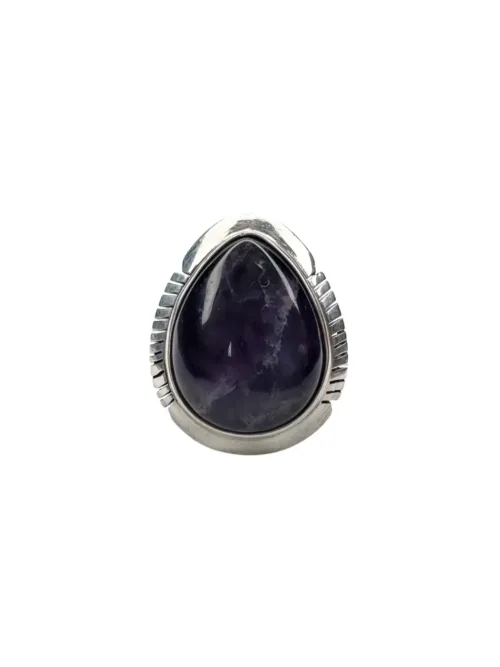 amethyst gemstone pear shape sterling silver ring ocean safe