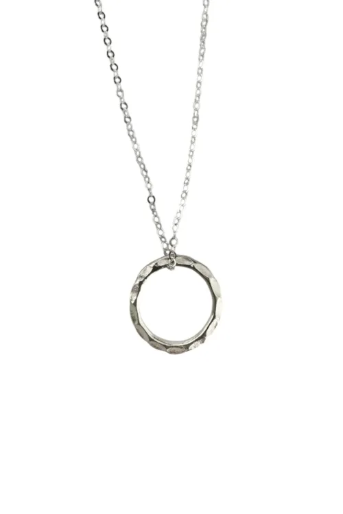 floating silver ring pendant on short sterling silver chain necklace ocean safe