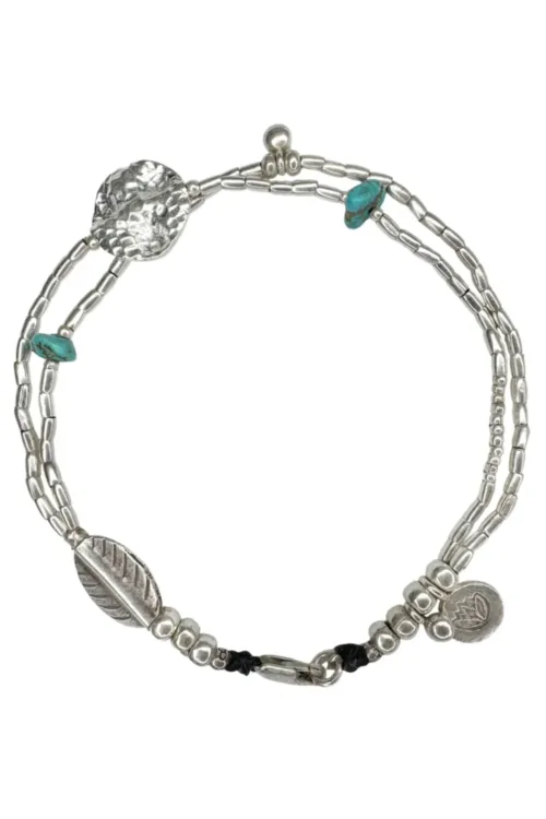 pure silver boho style anklet double strand for instant anklet stack. Safe to wear in the ocean.