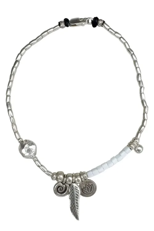 pure silver anklet with evil eye charm for protection. Designed to be worn everyday. ocean safe. Protection Silver Anklet