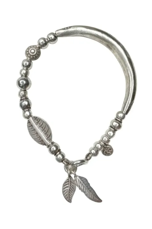 chunky pure silver bracelet - perfect for a bracelet stack - women's bracelet - ocean safe. stretch elastic making it easy to slip on.