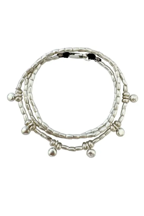 bohemian-style-sterling-silver-wrap-bracelet. Wear 3 ways - anklet, bracelet, necklace. water safe