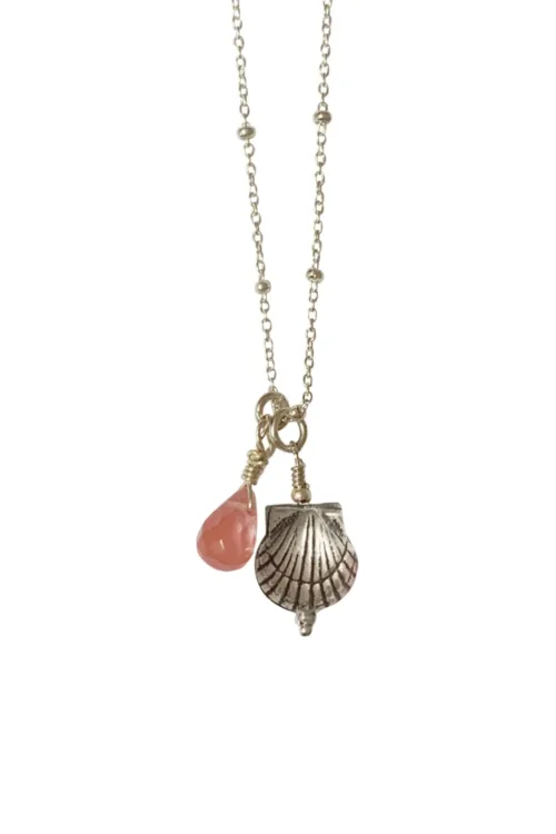 beach inspired silver shell pendant necklace with sterling silver chain ocean safe. Handmade in Sydney, Australia