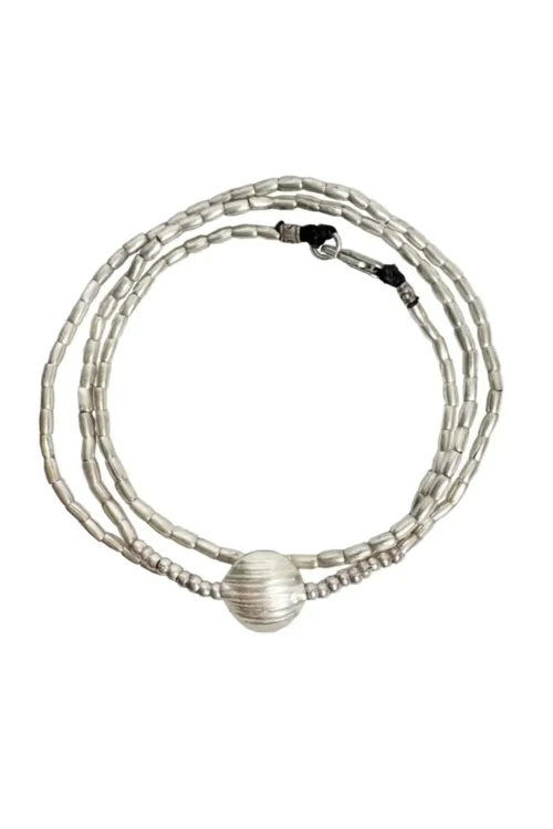 minimal style pure silver triple wrap bracelet. style it 3 ways. bracelet, anklet or necklace - water safe