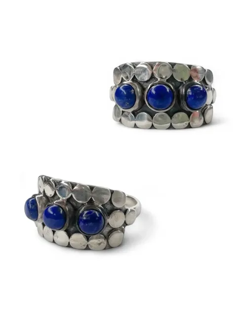 multi gemstone lapis lazuli sterling-silver-ring. Boho style ocean safe
