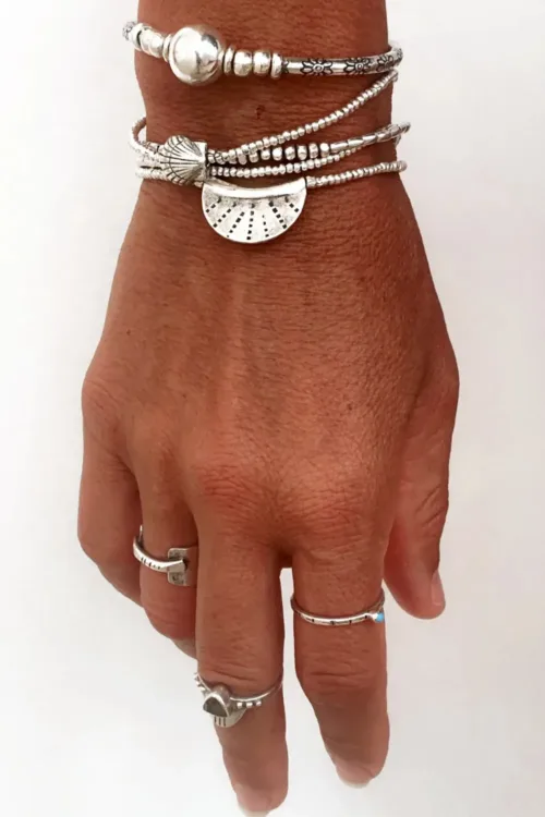 beach girl style silver jewellery perfect for bracelet stacks- ocean safe and tug proof - made for busy mums