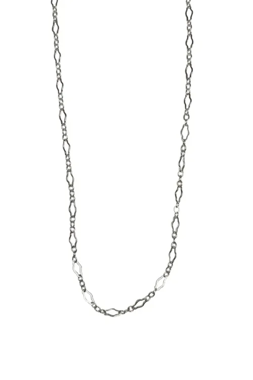 sterling silver fancy chain minimal style short necklace. ocean safe