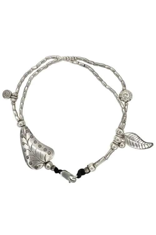 multi strand pure silver anklet with large silver heart bead. Instant anklet stack. ocean safe.