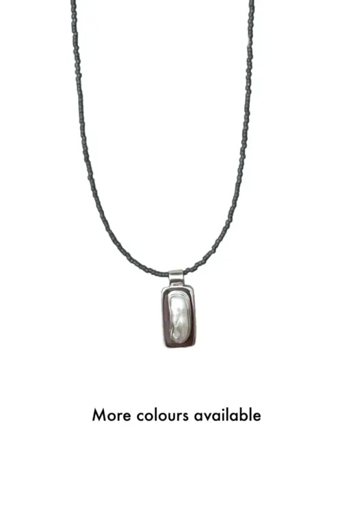 Freshwater pearl silver pendant seed bead necklace chain. More colour options available. Handmade in Sydney australia
