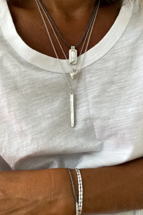 layer a sterling silver necklace stack with various chains and pendents. Freshwater pearl silver pendant seed bead necklace chain. More colour options available. Handmade in Sydney australia