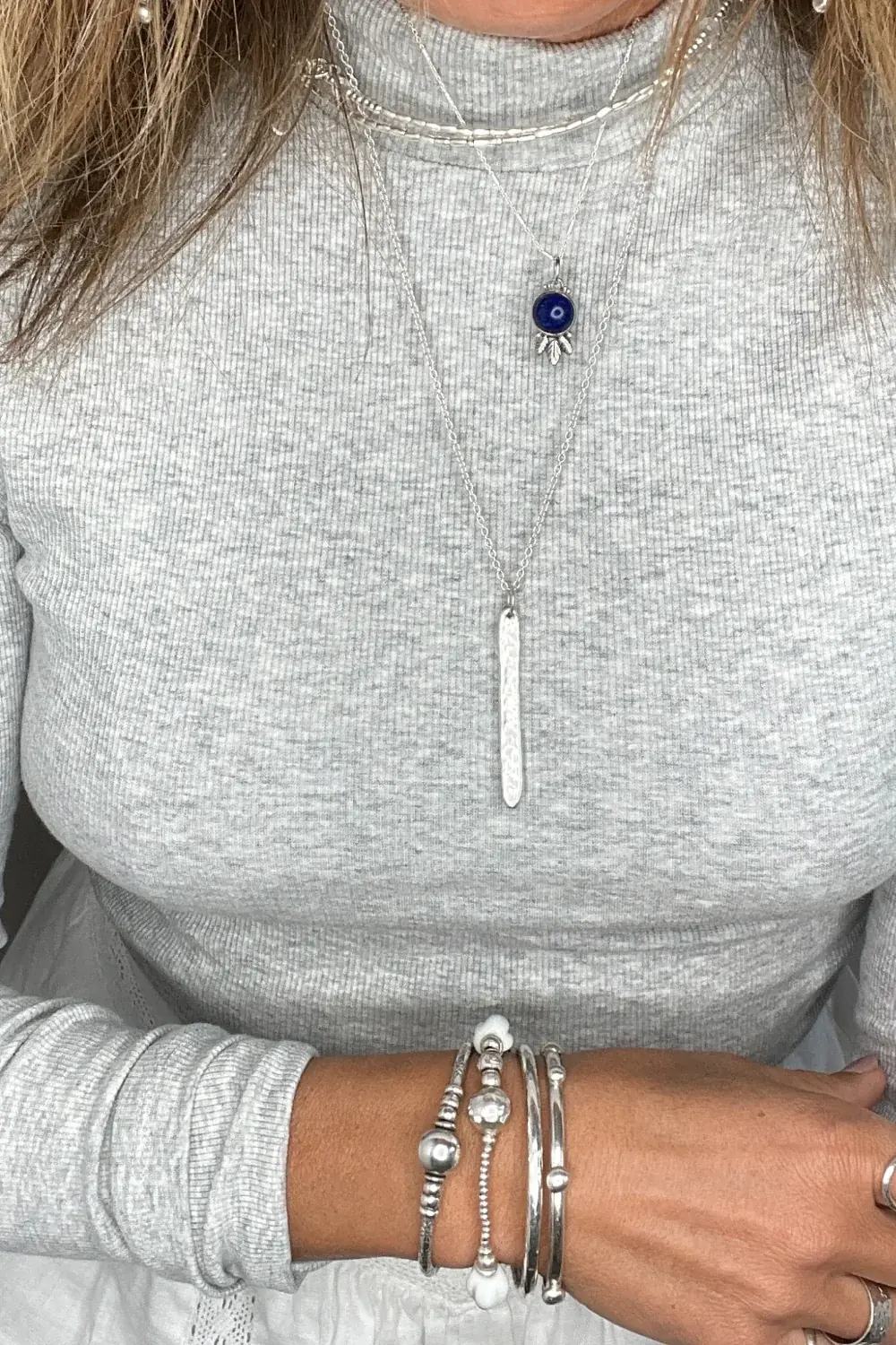 sterling silver necklace lapis lazuli feather pendant boho style ocean safe Lapis Lazui Silver Necklace