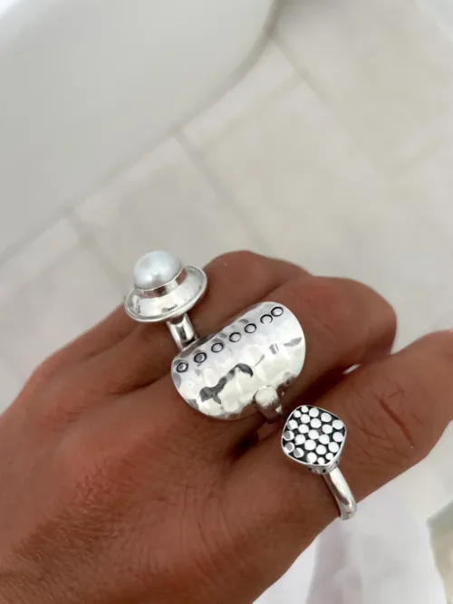 sterling silver disk ring chunky style. Designed to wear everyday. Ocean safe