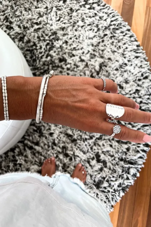 pure silver memory wrap bracelet perfect two add texture to a bracelet stack. textured silver minimal style bracelet.