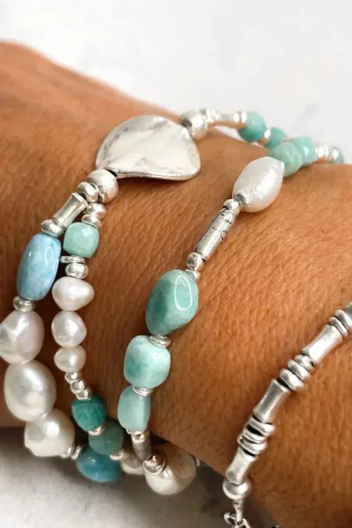 amazonite gemstone bracelet with sterling silver women's bracelet